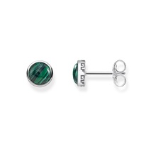 Green Round Malachite Ear Stud Earrings 2019 Fashion Thomas Style Earring 925 Sterling Silver Jewelry Earings Ts Gift For Women 2024 - buy cheap