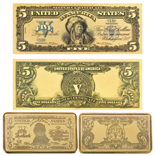 WR 2pcs Ano 1877 Colorido 5 5 Cópia Dinheiro De Papel De Notas de Dólares Dólar Desafio Ouro Bullion Bar para Coleção 2024 - compre barato