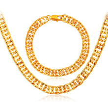 Dubai  gold color jewelry sets for women men long link gold chain necklace bracelets set fashion jewellery wholesale bijoux 2024 - buy cheap