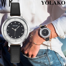 YOLAKO Women's Casual Quartz Leather Band Newv Strap Watch Analog Wrist Watch Relogio Feminino Reloj Mujer Bayan Kol Saati 2024 - buy cheap