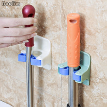 NOOLIM 2pcs/lot Plastic Home Clip Mop Hooks No Trace Mop Holder Bathroom Rack Mop Holder Bathroom Kitchen Storage Hook 2024 - buy cheap