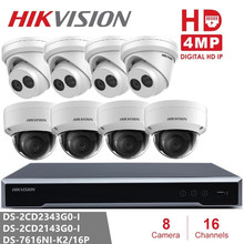Hikvision-Kits de cámaras de seguridad NVR DS-7616NI-K2/16P, DS-2CD2343G0-I y DS-2CD2143G0-I, cámara IP de 4MP, cámara domo de vigilancia 2024 - compra barato