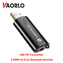 VAORLO-receptor Bluetooth V5.0 para coche, adaptador inalámbrico de Audio estéreo AUX de 3,5 MM, transmisor FM USB, modulador FM manos libres 2024 - compra barato