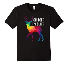 T Shirts Fashion 2019 Mens Oh Deer I'm Queer - Funny Pun LGBT Rainbow Gay Pride T-Shirt Large Black T Shirts 2024 - buy cheap