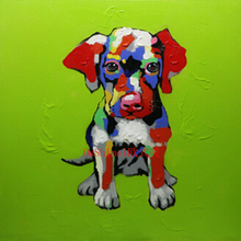 Ручная роспись маслом современный нож животные зеленые картины подвесная живопись для гостиной Декор настенное искусство собака картины 2024 - купить недорого