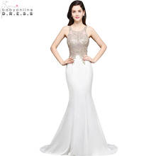 Robe de Soiree Longue Sexy Sheer Back Beaded Lace Mermaid Evening Dress  Long Cheap White Evening Gown Vestido de Festa 2024 - buy cheap