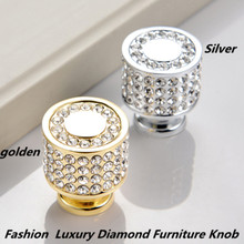 Dia 25mm fashion luxury shiny diamond drawer wine cabinet TV cabinet bathroom cabinet knob  silver gold cupboard crystal handle 2024 - buy cheap