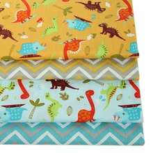 Syunss Динозавр мир волн печать хлопчатобумажная ткань DIY ткани лоскутное tecas шитье детская игрушка постельные принадлежности стеганый Tecido ткань 2024 - купить недорого