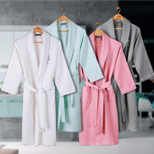 Waffle Cotton Bathrobe Men Summmer Long-sleeve Mens Robe Sweat Evaporate Couples Kimono Bath Robes Hotel SPA Robes Dressing Gown 2024 - buy cheap