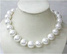 Free Shipping >> 16MM GORGEOUS AAA WHITE SHELL PEARL NECKLACE 18" 2024 - buy cheap