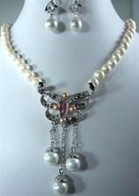 fine Lovely Wonderful white pearl Genuine necklace/shell pearl pendant earring Wedding gem women's jewelry s 2024 - buy cheap