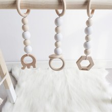 3PCS Nordic Style Wooden Beads Ornaments Baby Rattle Stroller Hanging Pendant Play Gym Toy Accessories Nursery Decor Photo Props 2024 - buy cheap