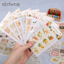 16PCS/1bag Creative Stationery Paper Decorative Sticker Retro Stamp Stickers Decor Scrapbook Album Stationery Sticker 2024 - buy cheap