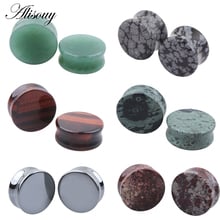 Alisouy 2PC Stone Flesh Tunnels Ear Plugs Ear Gauges Expander Stretcher Plus Size Ear Expander Men Women Body Piercing Jewelry 2024 - buy cheap