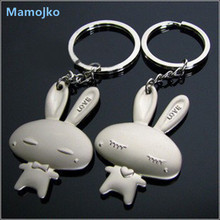 Mamojko Fashion Valentine Loves Rabbit keychain Trendy Handbag Pendant Key Holder Cute Car Key Ring For Couple Gifts 2024 - buy cheap