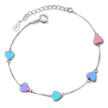 Utimtree Multicolor Heart Shape Charm Bracelets for Women Chain Bracelets Bangles Fashion Jewelry 2019 Gifts 2024 - buy cheap