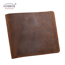 Aosbos newest top quality genuine leather men wallets fashion short  vintage luxury wallet card holder thin slim purse wallet 2024 - buy cheap