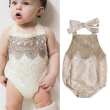 2019 Summer Newborn Toddler Infant Baby Girl Halter Lace Patchwork Jumpsuit Bodysuit Clothes Sunsuit Hot Sale 2024 - купить недорого