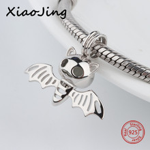 Xiaojing 925 encantos de prata bonito animal morcego contas brilhantes caber pandora original pingente pulseira diy jóias fazendo presente feminino 2024 - compre barato