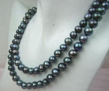 Collar de perlas negras AA + tahitiana de 50 pulgadas, 8-9MM, ASAN88, Envío Gratis 2024 - compra barato