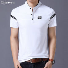 Liseaven-Camiseta de manga corta con cuello mandarín para hombre, ropa masculina, 2018 2024 - compra barato