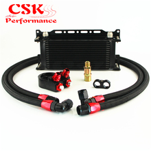 16 Row AN10 Oil cooler w/Bracket +3/4*16& M20*1.5 Filter Adapter Hose Kit Black 2024 - buy cheap