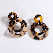 2021 New Vintage Tortoiseshell Big Double Circle Girl Earrings Women Geometric Round Acrylic Dangle Earrings Jewelry Accessories 2024 - buy cheap
