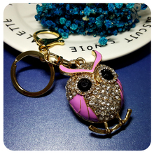 Rhinestone Owl Style Handbag Charm Accessory 3D Design Key Chain Ornament Gift 2024 - buy cheap