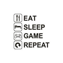 Наклейка на стену с надписью «Eat Sleep Game Repeat DIY», съемная художественная виниловая декоративная наклейка на стену, домашний декор 2024 - купить недорого