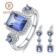 Набор ювелирных изделий GEM'S BALLET, из натурального синего мистического кварца, серьги из стерлингового серебра 925 пробы с кольцом, для женщин, для свадьбы 2022 - купить недорого