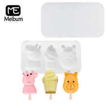Meibum 3 Cavity Silicone Ice Cream Mold Pig Sweet Tube Shape Ice Lolly Juice Dessert Popsicle Mould Frozen Sucker Tray Make Tool 2024 - buy cheap