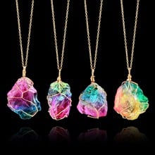 Handmade Colorful Rainbow Crystal Quartz Chakra Stone Pendant Necklace Healing Balance Reiki Real Natural Quartz Necklaces Women 2024 - buy cheap