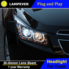 Lampever Styling for Cruze Headlights DoubleU Angel Eye LED DRL Lens Double Beam H7 HID Xenon Car Accessories 2024 - buy cheap
