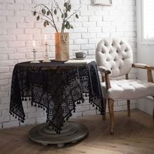 Pastoral Handmade Crochet Table Cover Cotton Wedding Party Table Cloth Rectangle Tassel Hollow Tablecloth Home Decoration Cloth 2024 - buy cheap