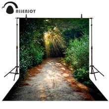 Allenjoy backgrounds for photography studio green forest path tree sunshine photocall backdrop fabric photobooth 2024 - buy cheap