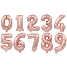 32-дюймовая розовая Золотая цифровая фольга шары-цифры Air игрушки из надувных шаров праздничные принадлежности 2024 - купить недорого