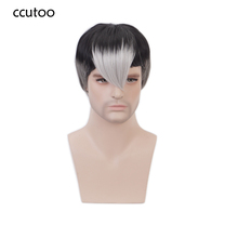 Voltron shiro peruca curta de cosplay, peruca de cabelo sintético resistente ao calor preto cinza branco e mistura 2024 - compre barato