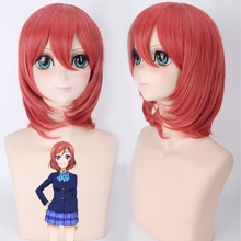 New Arrival Anime LoveLive! Love Live Maki Nishikino Short Red Heat Resistant Cosplay Costume Wig Women + Cap 2024 - buy cheap