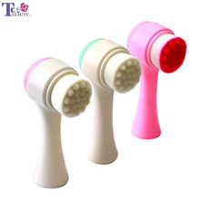 Facial Cleansing Brush Face Massaging Double-side Silicone Cleaner Beauty Tools Washer Skin Care Manual Washing Vibration Brush 2024 - buy cheap