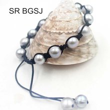 Free Shipping  8-9mm Nearly Round Freshwater Pearl Cord Handmade Knot Girl Adjustable Pearl Bracelet 7" 2024 - compre barato