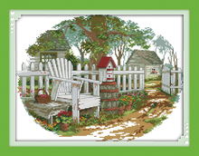 País cottage (2) Cruz puntada kit de landscape18ct 14ct 11ct lienzo estampado con cuentas de costura del bordado de bricolaje a mano costura 2024 - compra barato