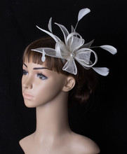 Bride Wedding Elegant Ladies Party Fascinator Hair Clip Feather Hats Women Headpiece Show Hair Accessories Dance Hat MYQ084 2024 - buy cheap