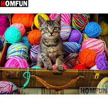 HOMFUN Full Square/Round Drill 5D DIY Diamond Painting "Animal cat yarn" 3D Diamond Embroidery Cross Stitch Home Decor A19747 2024 - buy cheap