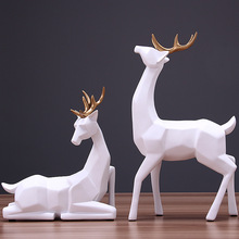 Modern Creative Resin Deer Statue Vintage Figurines Home Decor Geometry Crafts Industrial decoration Resin Animal Figurine Gifts 2024 - buy cheap