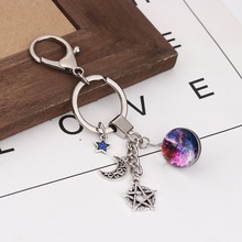 DoreenBeads Glass Keychain & Keyring Star Silver Color Blue Violet Universe Planet Royal Colorful Rhinestone 12.5cm, 1 PC 2024 - buy cheap