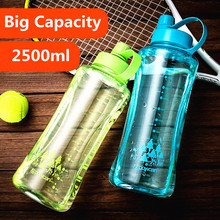Большая емкость 2500 мл новая портативная пластиковая бутылка для воды без BPA, для походов, походов, альпинизма, спорта, рыбалки, воды 2024 - купить недорого