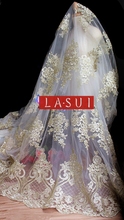 LASUI Light golden car lace full of embroidery fabrics wedding accessories lace Gold thread flowers Retro dress lacework 2024 - buy cheap