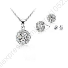 Fast Shipping New Jewelry CZ Jewelry Sets 925 Sterling Silver Necklace+ Stud Earrings Wedding Jewelry Sets For Women Gift 2024 - buy cheap