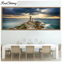 Large Full Square/round Diamond Embroidery Lighthouse natural seascape 5d DIY Diamond Painting Cross Stitch Kits FS4960 2024 - buy cheap