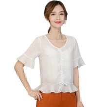 Женская тонкая рубашка ZG1043, однотонная шифоновая рубашка для отдыха, весна-лето 2019 2024 - купить недорого